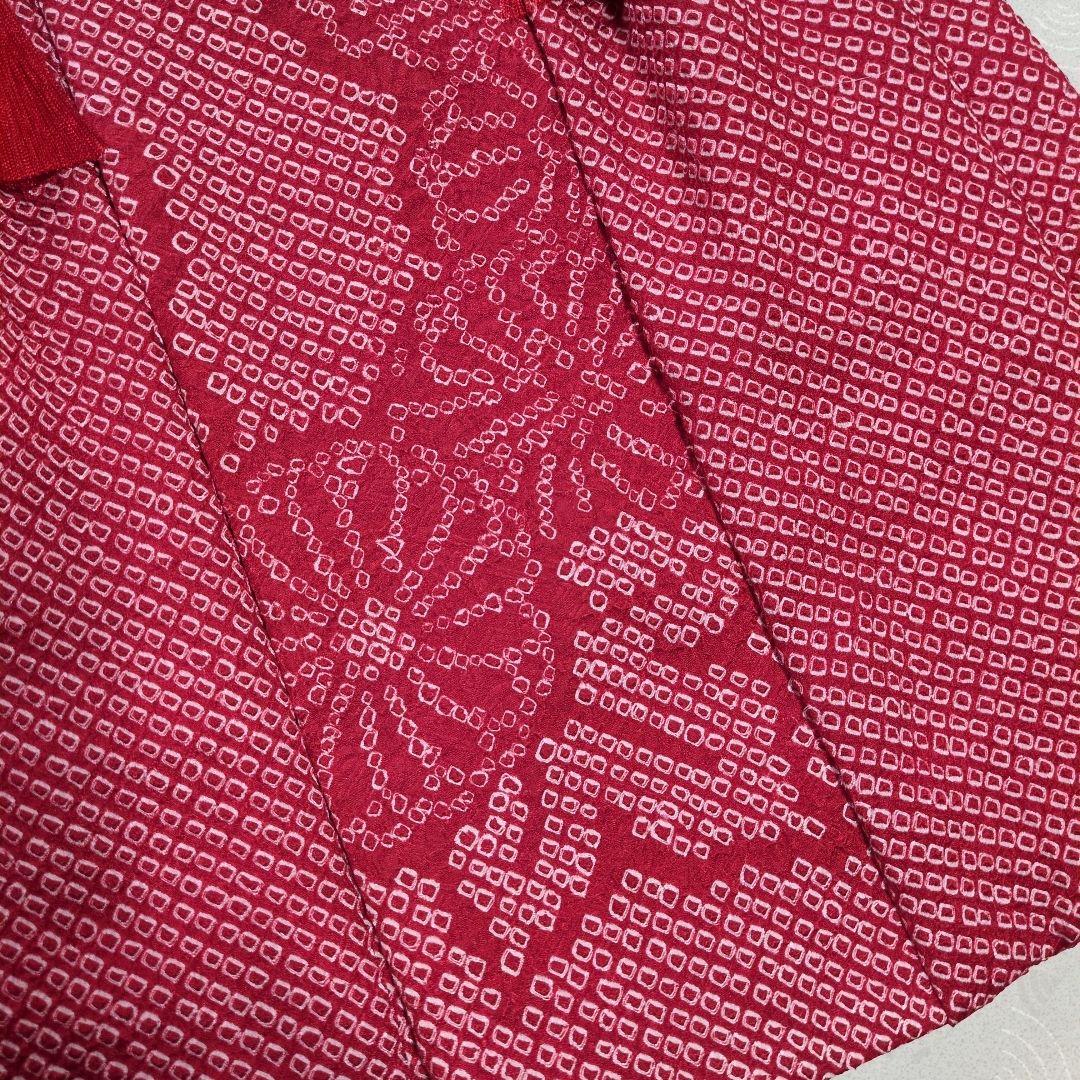 七五三３歳正絹総絞り手縫いの被布（中綿なし）赤色