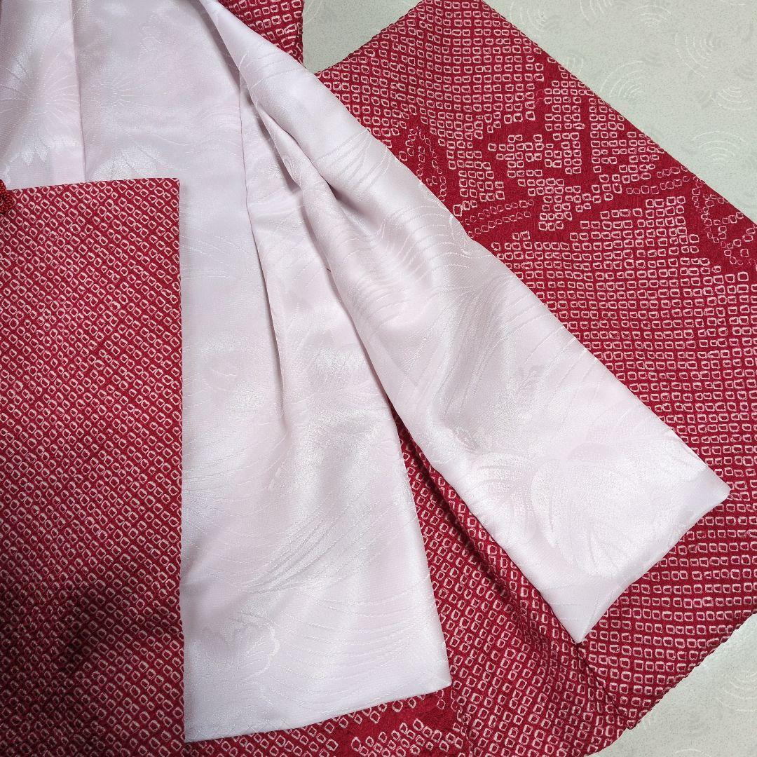 七五三３歳正絹総絞り手縫いの被布（中綿なし）赤色