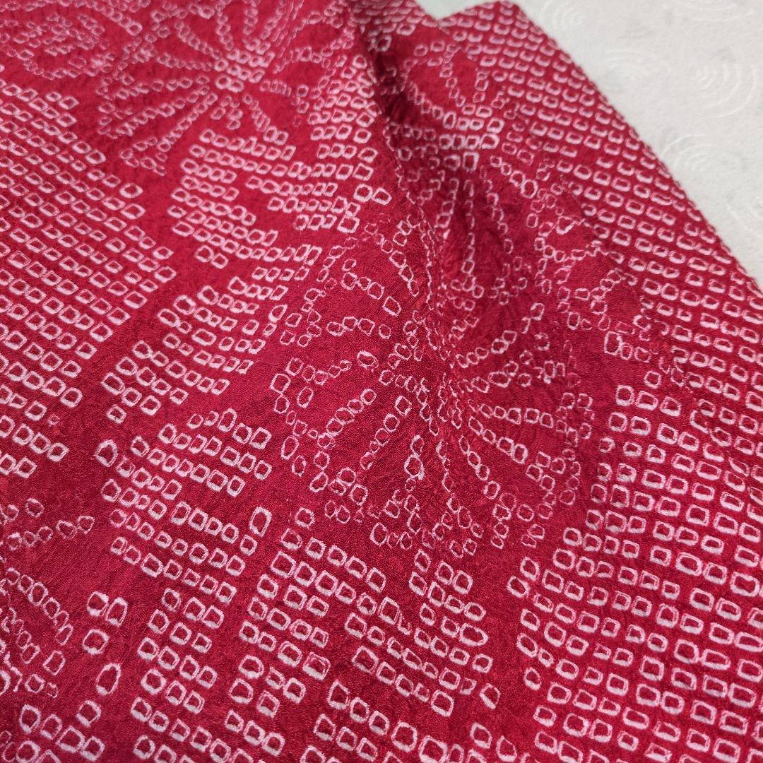 七五三３歳正絹総絞り手縫いの被布（中綿なし）赤色