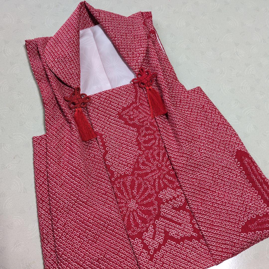 七五三３歳正絹総絞り手縫いの被布（中綿なし）赤色