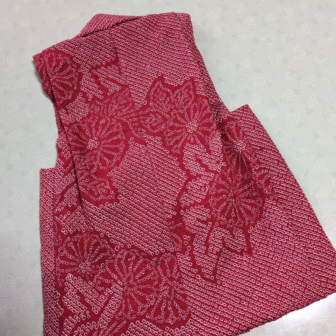 七五三３歳正絹総絞り手縫いの被布（中綿なし）赤色