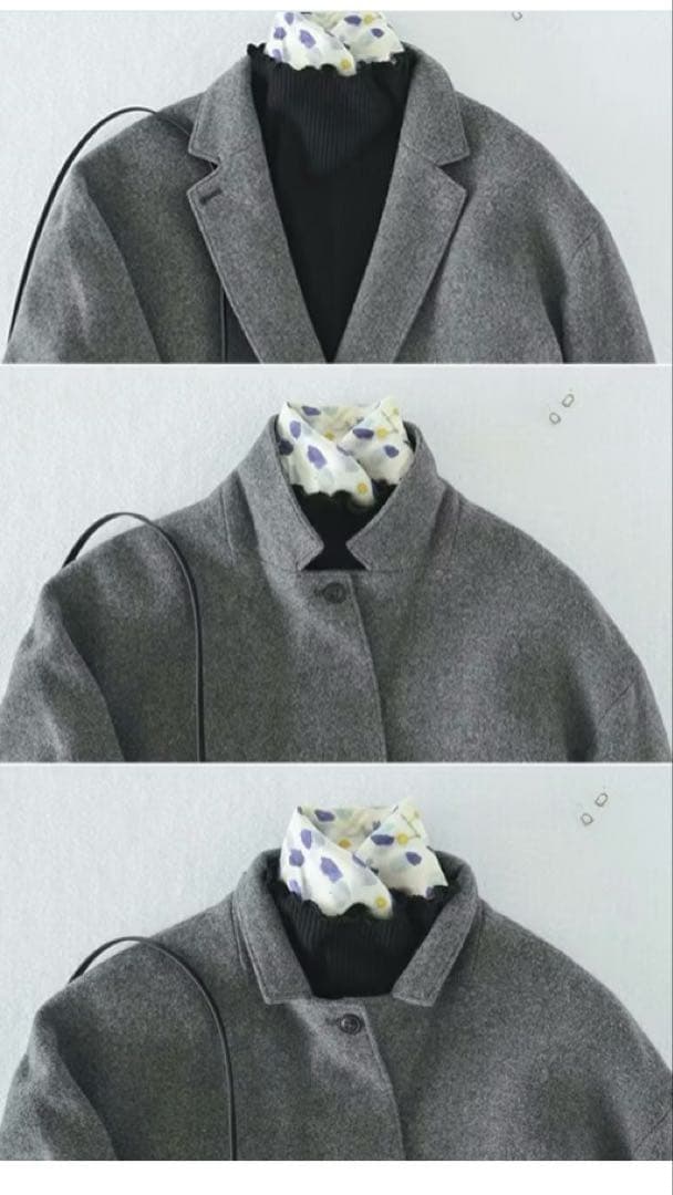 未使用　北欧暮らしの道具店　3WAYアレンジ襟かろやかチェスターコート　グレー