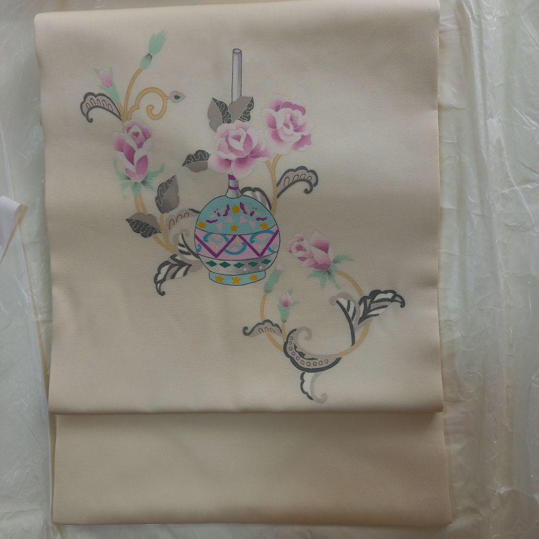 ココタンプロフィール加賀友禅塩瀬名古屋帯　ビードロ薔薇　新品未使用品