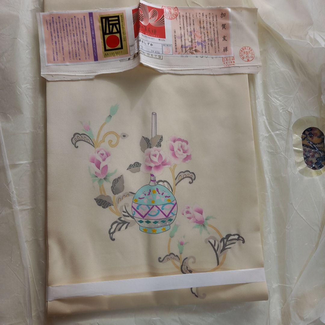 ココタンプロフィール加賀友禅塩瀬名古屋帯　ビードロ薔薇　新品未使用品