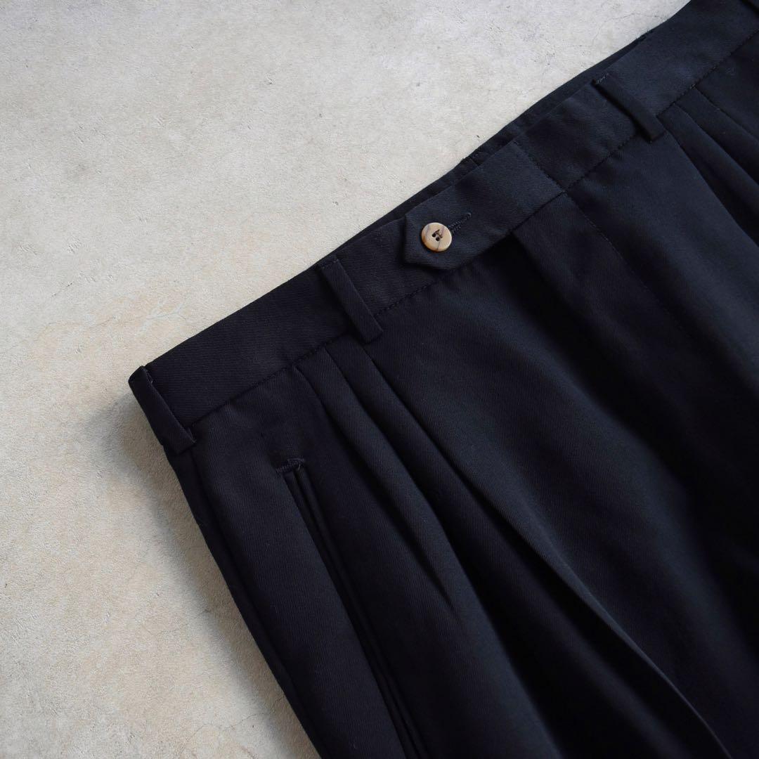 90sPERRY ELLISペリーエリス スリータックスラックス ネイビーW33