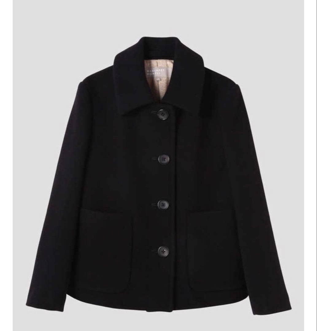 MARGARET HOWELL ブラック ウールピーコート