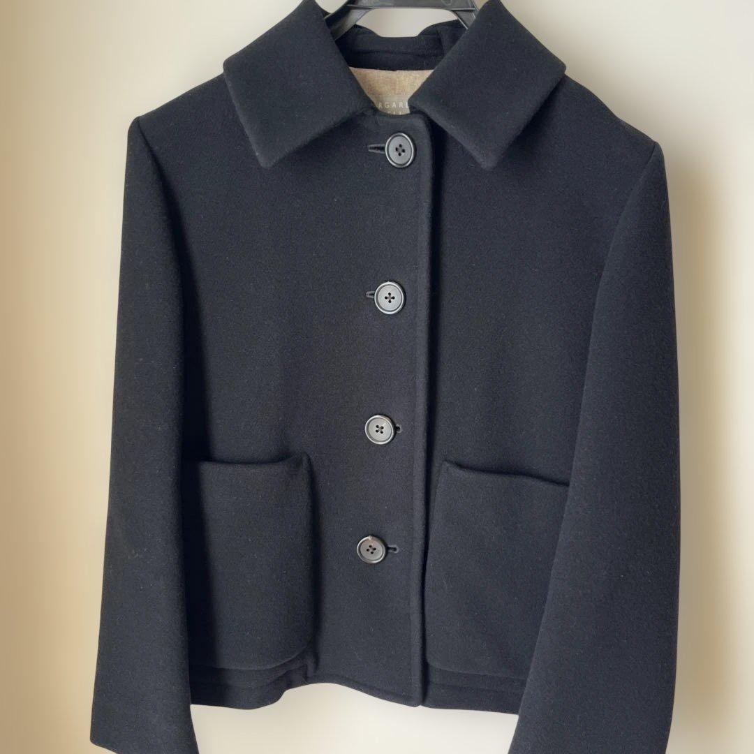 MARGARET HOWELL ブラック ウールピーコート