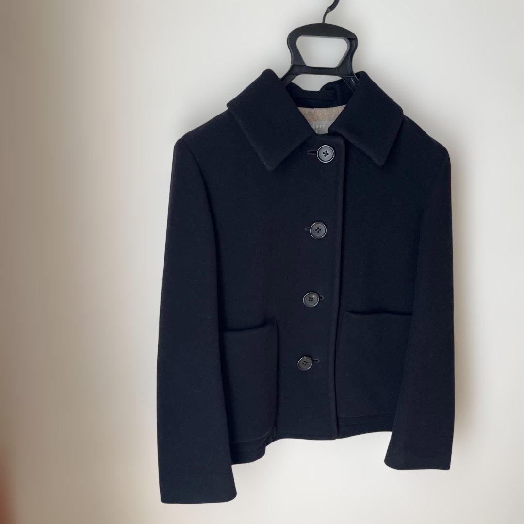 MARGARET HOWELL ブラック ウールピーコート