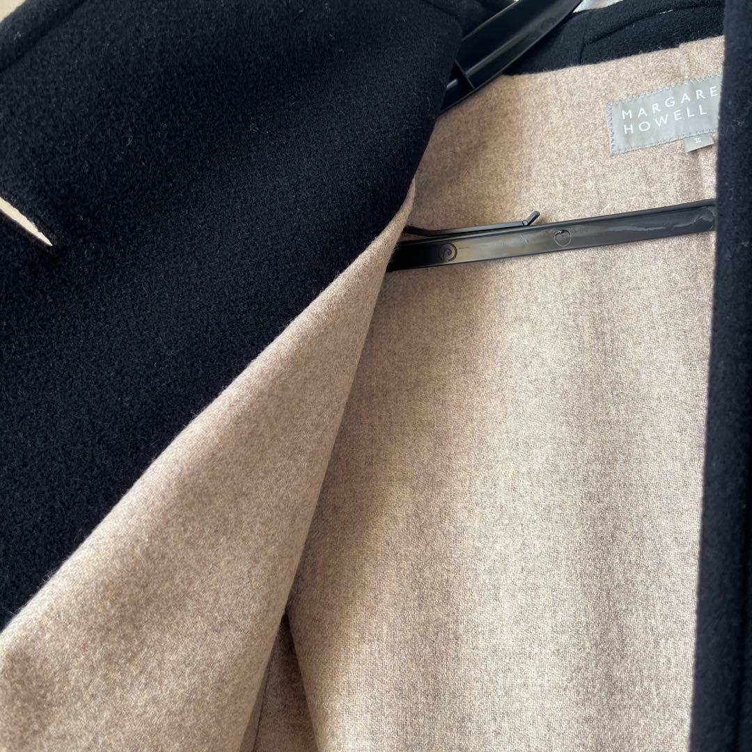 MARGARET HOWELL ブラック ウールピーコート