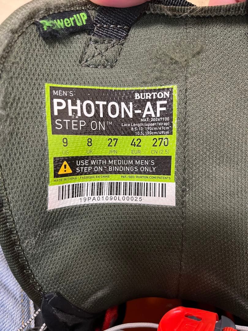 Burton Photon StepOn AF27.0cm 右足BOA故障