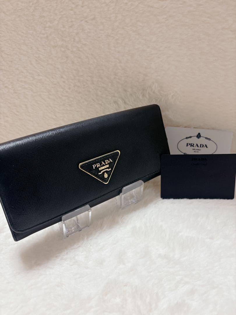 極美品✨PRADAサフィアーノ 長財布 1MH132 ブラック トライアングル
