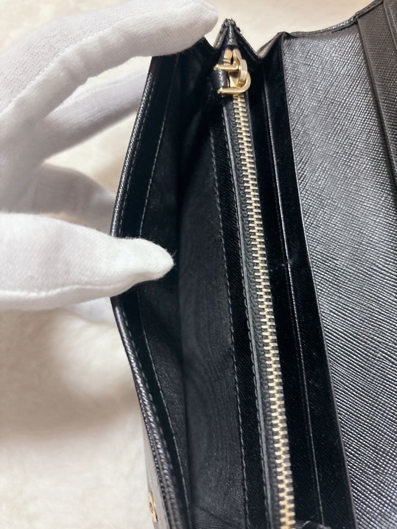 極美品✨PRADAサフィアーノ 長財布 1MH132 ブラック トライアングル
