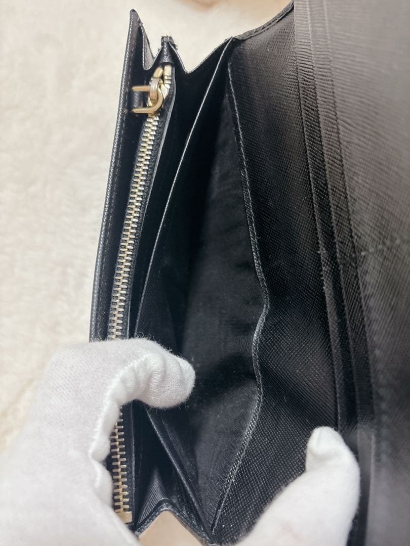 極美品✨PRADAサフィアーノ 長財布 1MH132 ブラック トライアングル