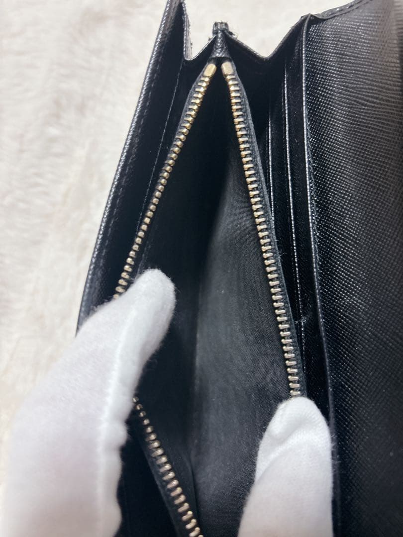 極美品✨PRADAサフィアーノ 長財布 1MH132 ブラック トライアングル