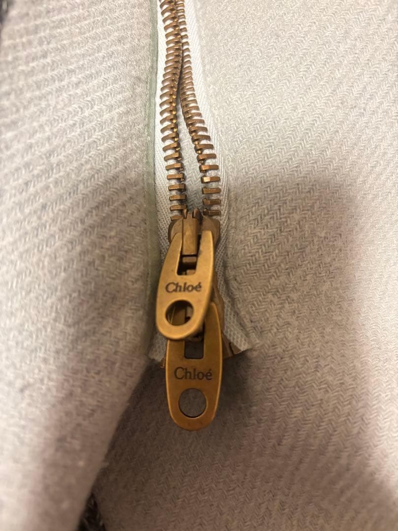 CHLOE クロエ バージンウール ロングコート ノーカラー ブルー サイズ34