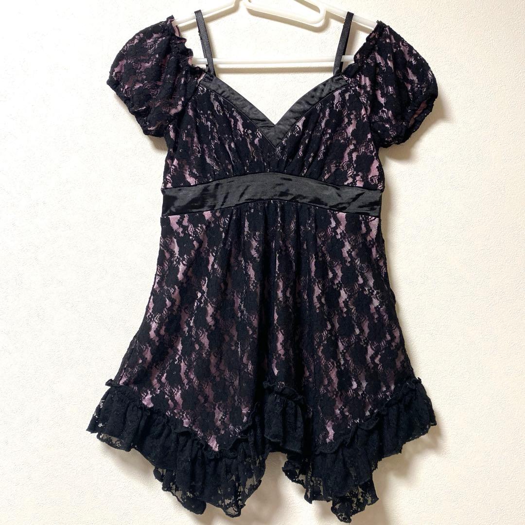 [ALBINA by GOLDS ]レーストップス　ピンク 黒　平成ギャル 希少