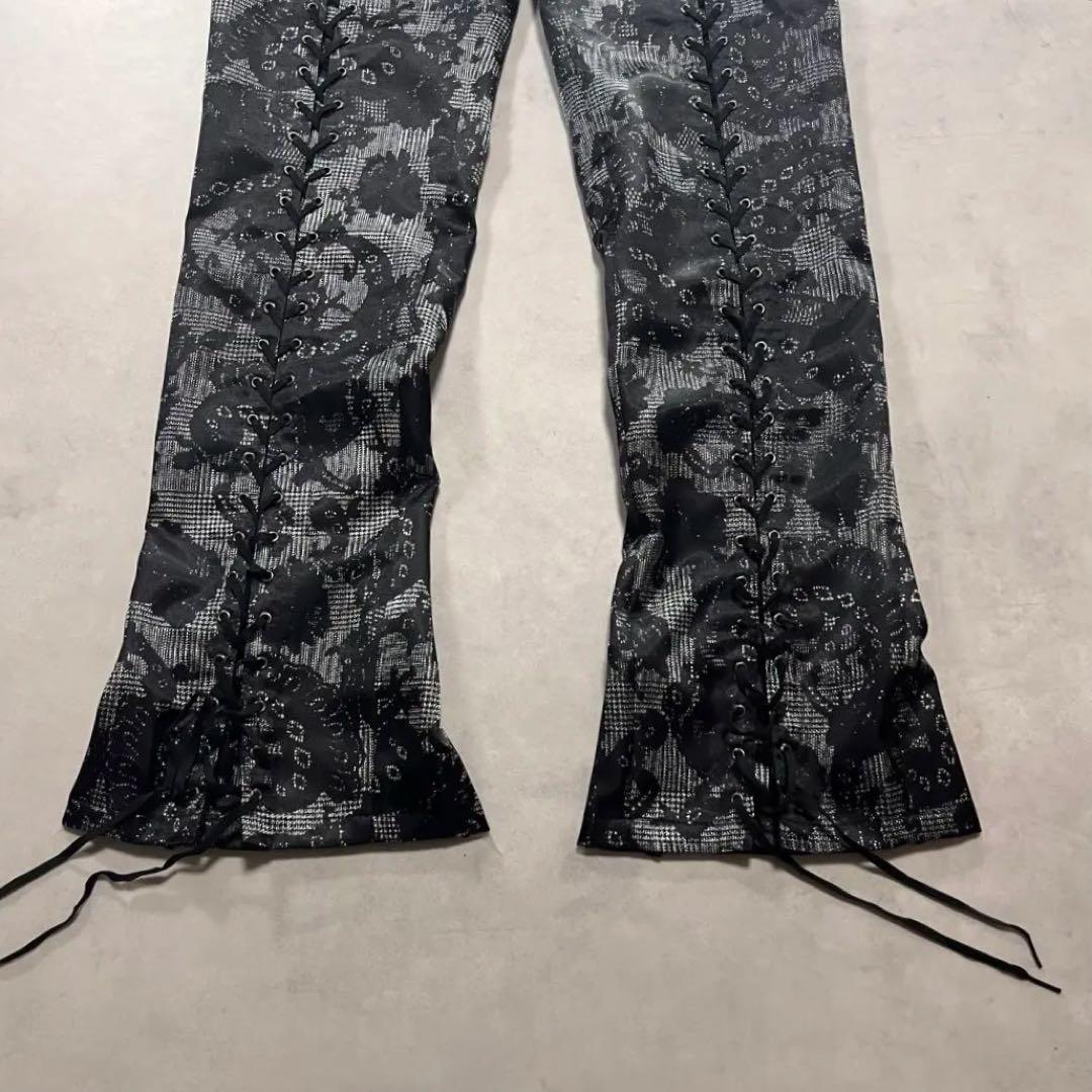 パンツ 00s gomme lace up All over pattern pants