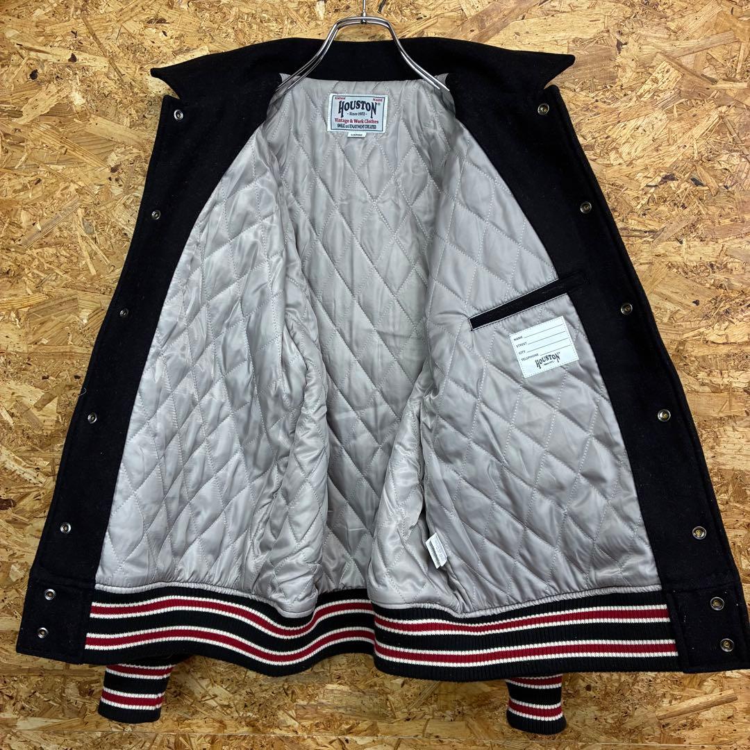 ★HOUSTON★スタジャン★サガラ★刺繍★ワッペン★インディアン★サイズL★黒