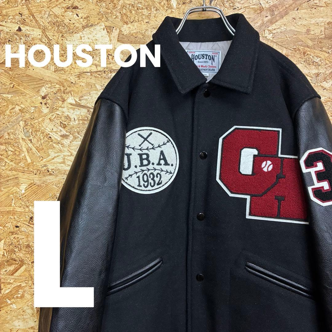 ★HOUSTON★スタジャン★サガラ★刺繍★ワッペン★インディアン★サイズL★黒