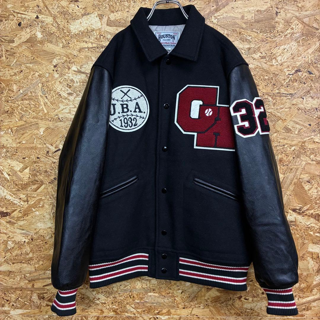 ★HOUSTON★スタジャン★サガラ★刺繍★ワッペン★インディアン★サイズL★黒