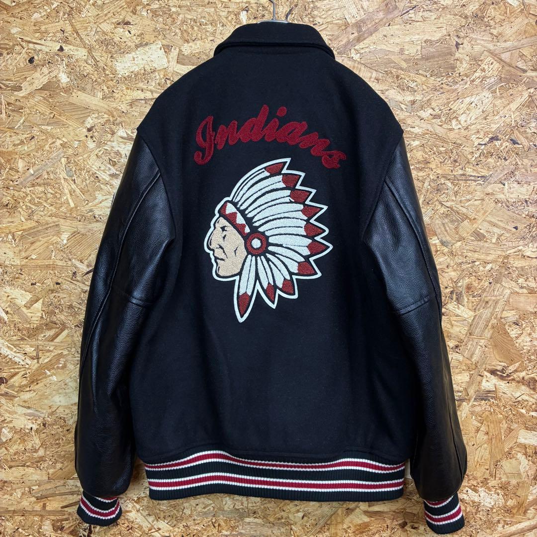 ★HOUSTON★スタジャン★サガラ★刺繍★ワッペン★インディアン★サイズL★黒