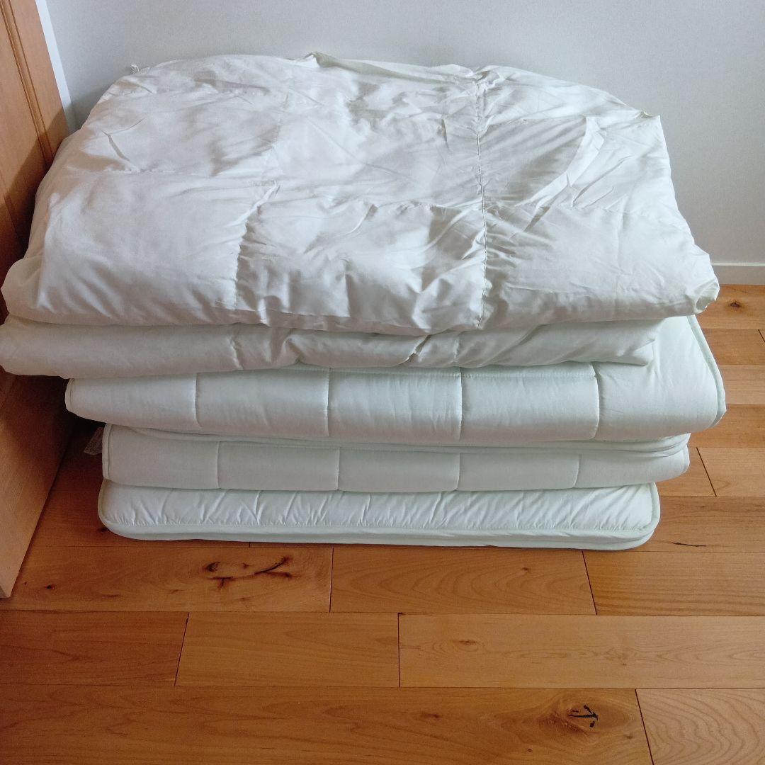 2組セット　羽毛＆防ダニ　抗アレル　ニトリ敷布＆掛け布団 シングル