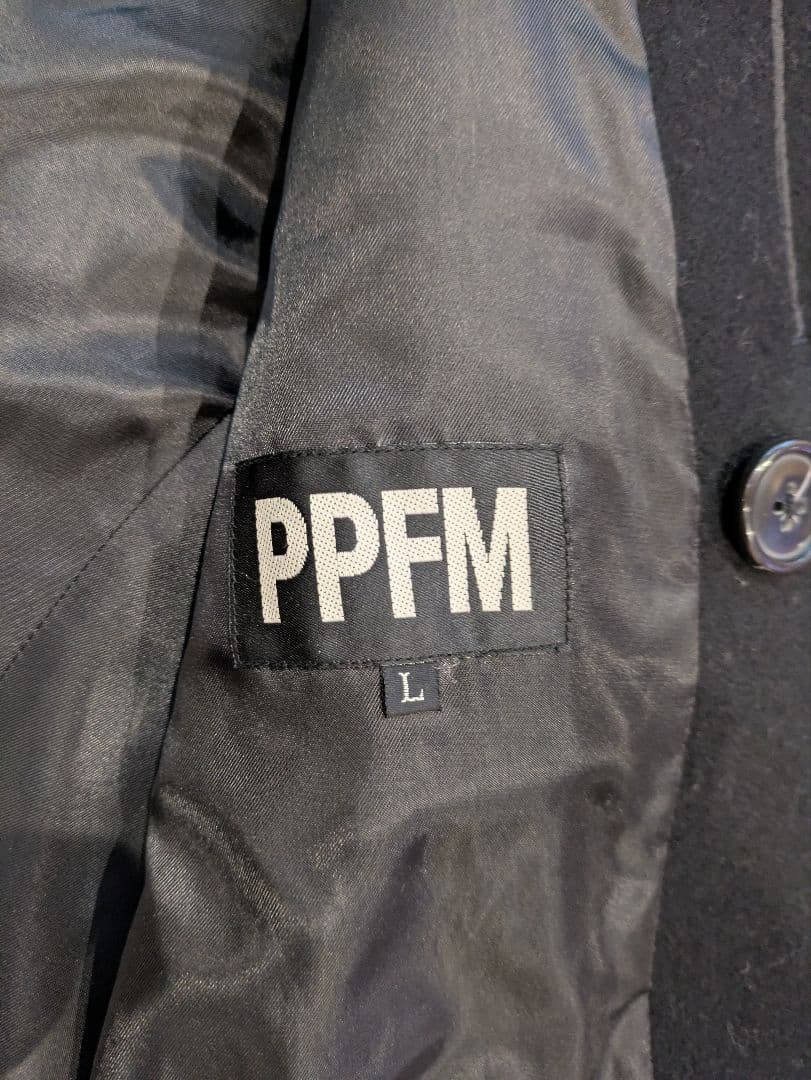 PPFM 黒 ウール ダブルブレスト ピーコート
