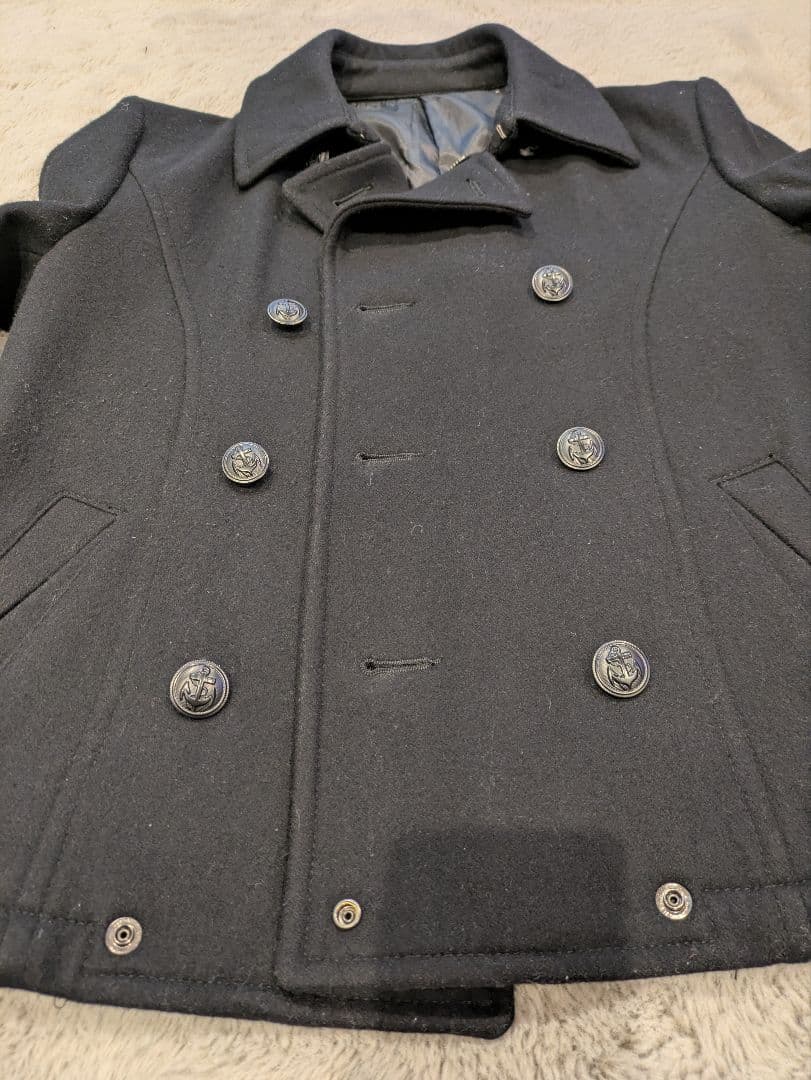 PPFM 黒 ウール ダブルブレスト ピーコート