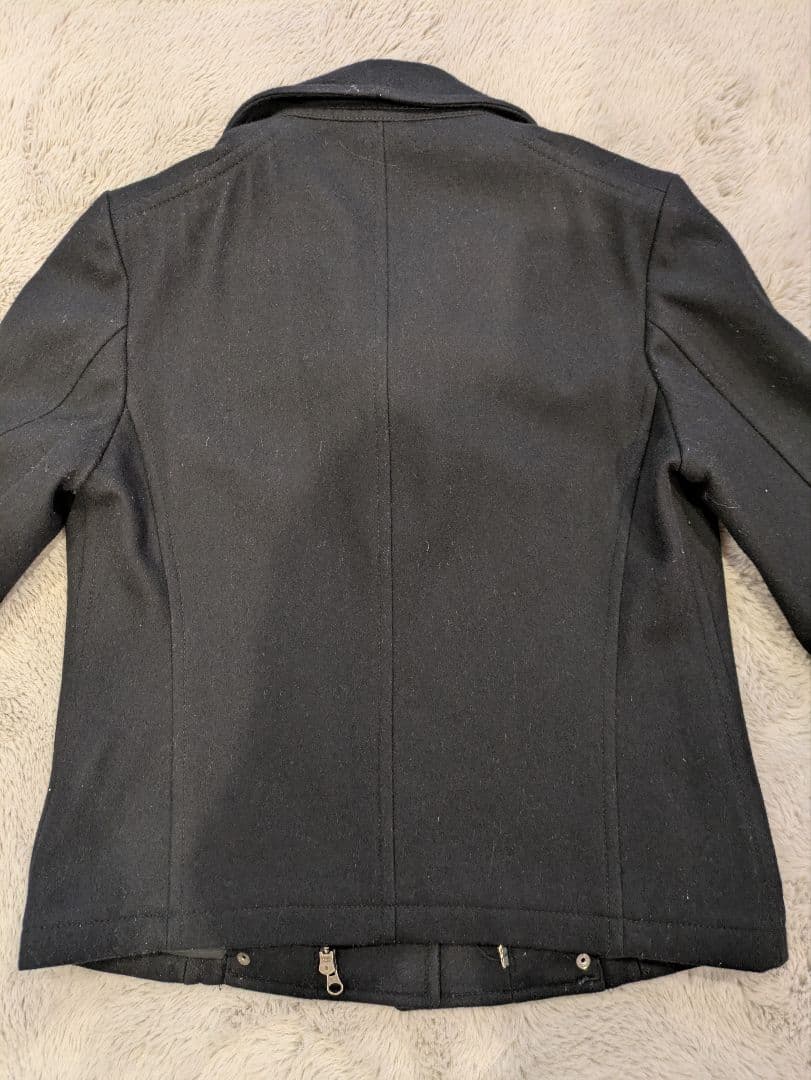 PPFM 黒 ウール ダブルブレスト ピーコート