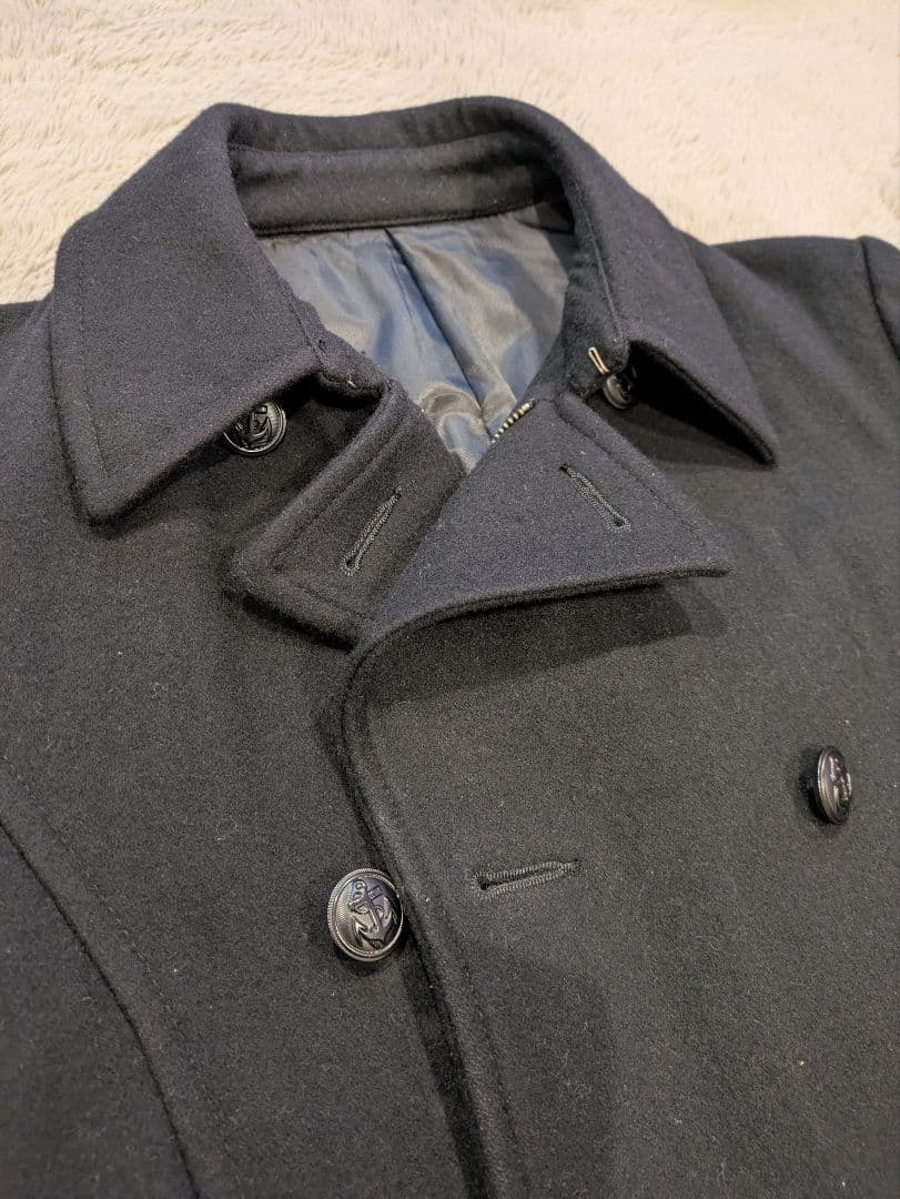 PPFM 黒 ウール ダブルブレスト ピーコート