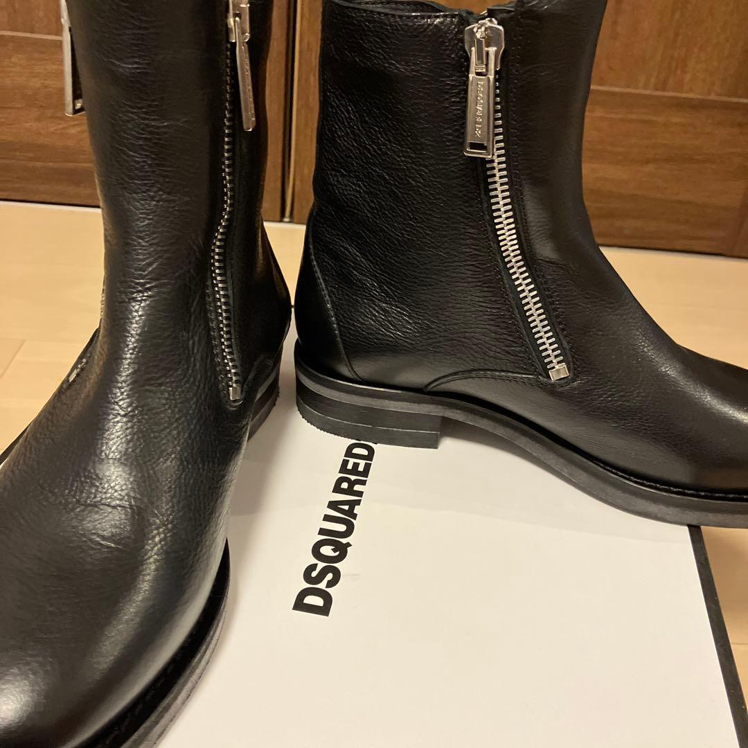 ディースクエアード黒ブラックジップブーツ新品未使用品41ミドルブーツ訳有槙野