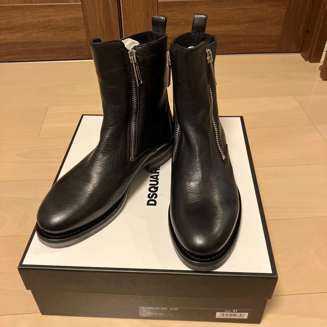 ディースクエアード黒ブラックジップブーツ新品未使用品41ミドルブーツ訳有槙野