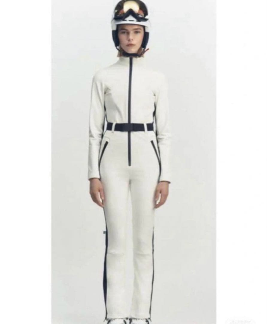 スキーウェア　ホワイト　オールインワン　ジャンプスーツ　スノボ　ウェア