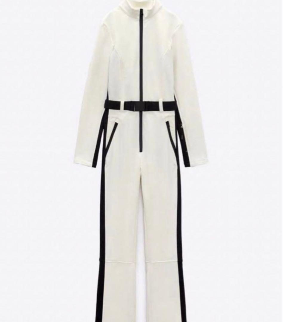 スキーウェア　ホワイト　オールインワン　ジャンプスーツ　スノボ　ウェア