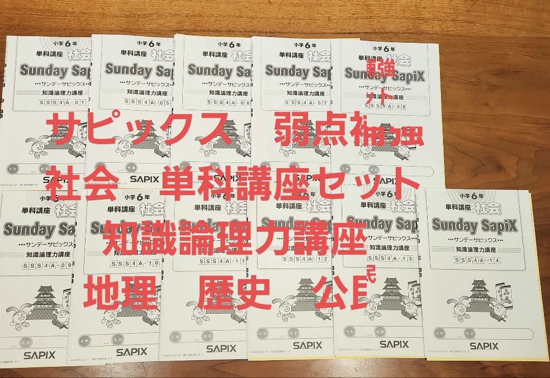 2024年版　社会単科　サピックス　Sunday SapiX 6年　弱点補強
