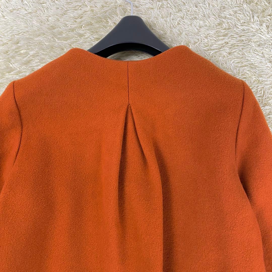 【美品】 シップス MANTECO ノーカラーコート ウール オレンジ 40
