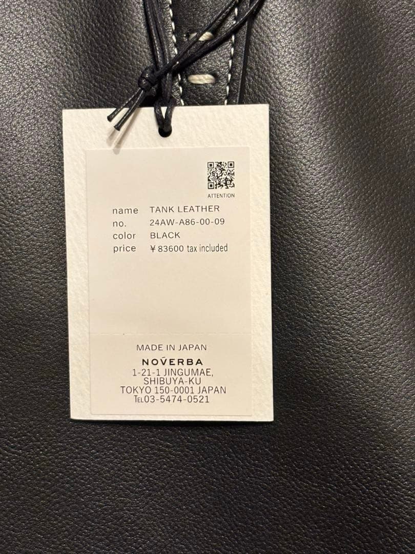 A VACATION NOVERBA TANK LEATHER ブラック