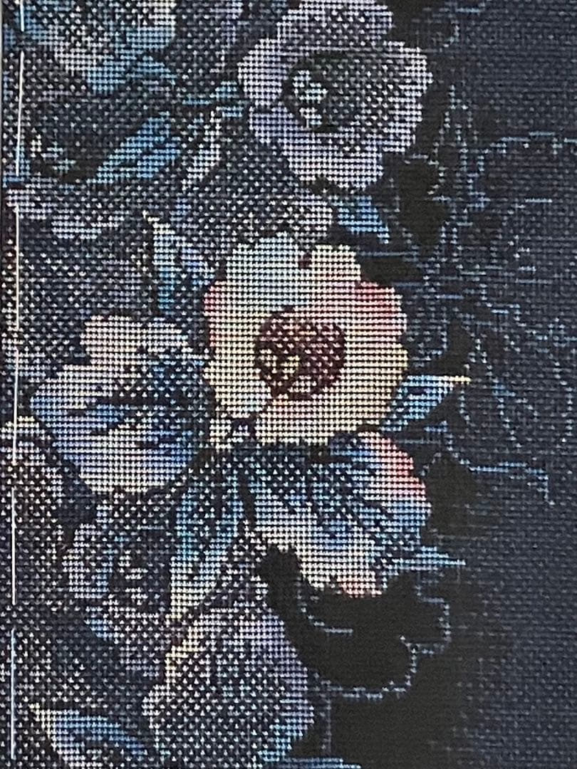 都喜ヱ門 本場大島紬 経緯絣 小紋 正絹 花文 美品 やまと イ6656