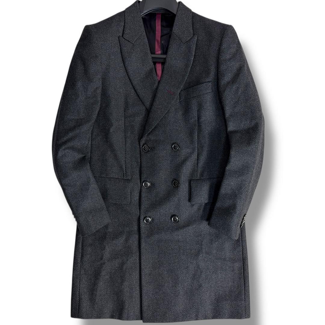 J6391 美品 ポールスミス ダブルチェスターコート チャコールグレー M