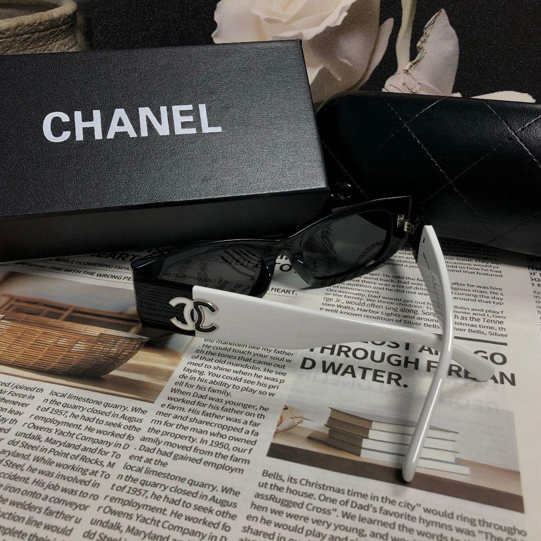 CHANEL ココマーク バイカラー サングラス ブラック×ホワイト