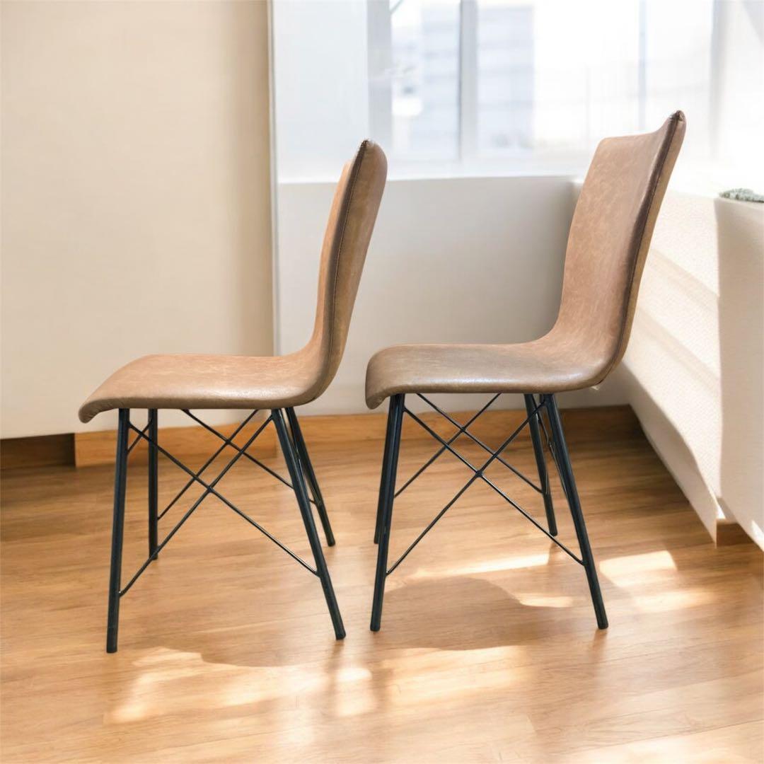 美品　ダイニングチェア　クラッシュゲートCrash Gate　キャメル