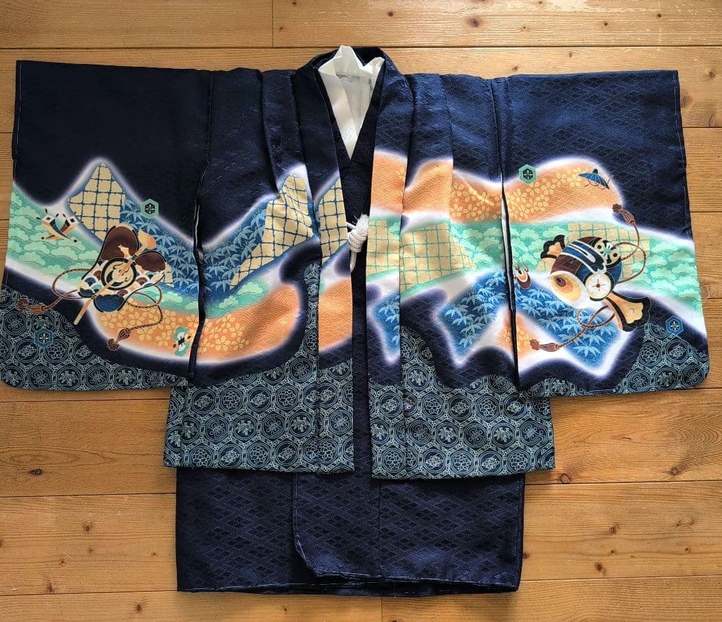 七五三　男の子　３歳　NAVY【羽織/着物/袴セット】