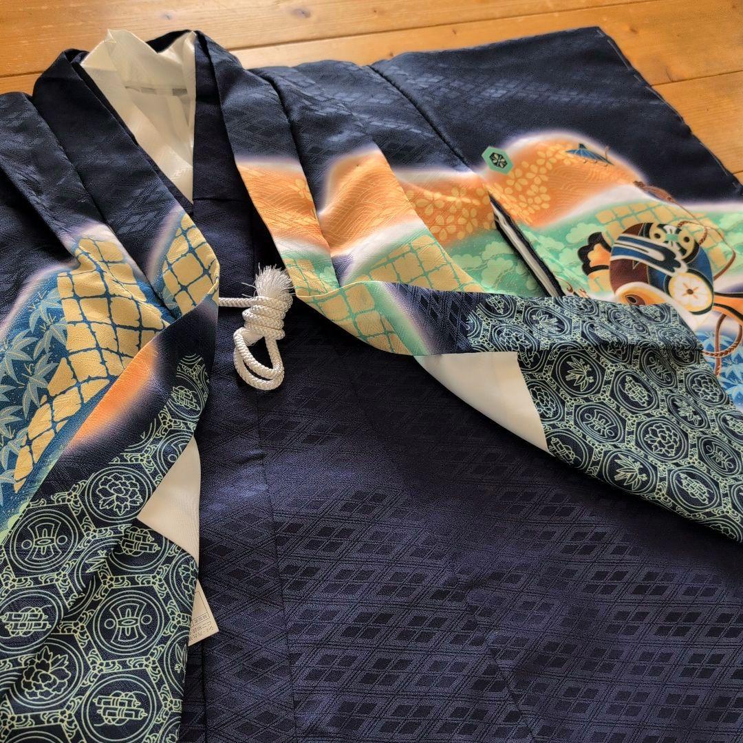 七五三　男の子　３歳　NAVY【羽織/着物/袴セット】