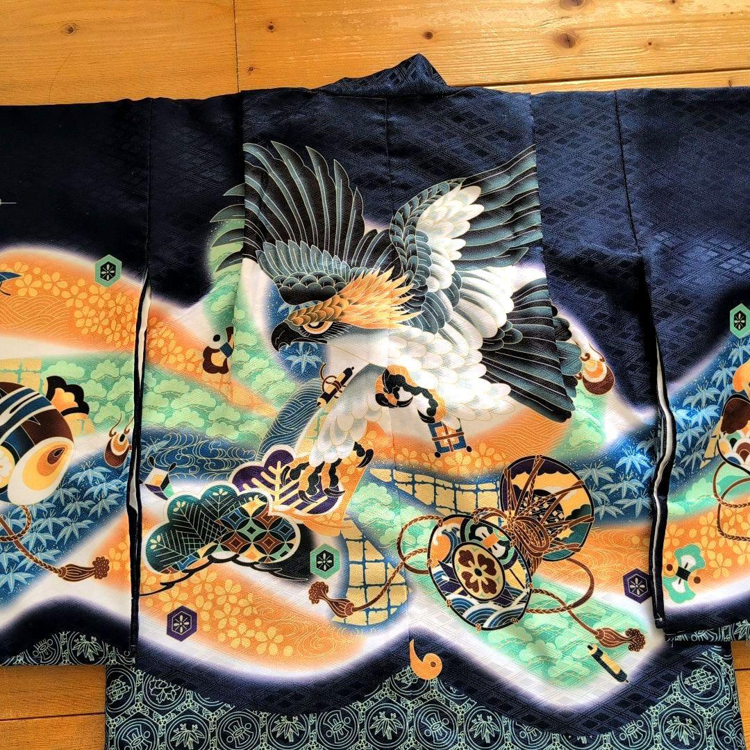 七五三　男の子　３歳　NAVY【羽織/着物/袴セット】