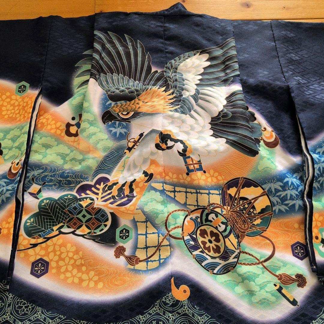 七五三　男の子　３歳　NAVY【羽織/着物/袴セット】