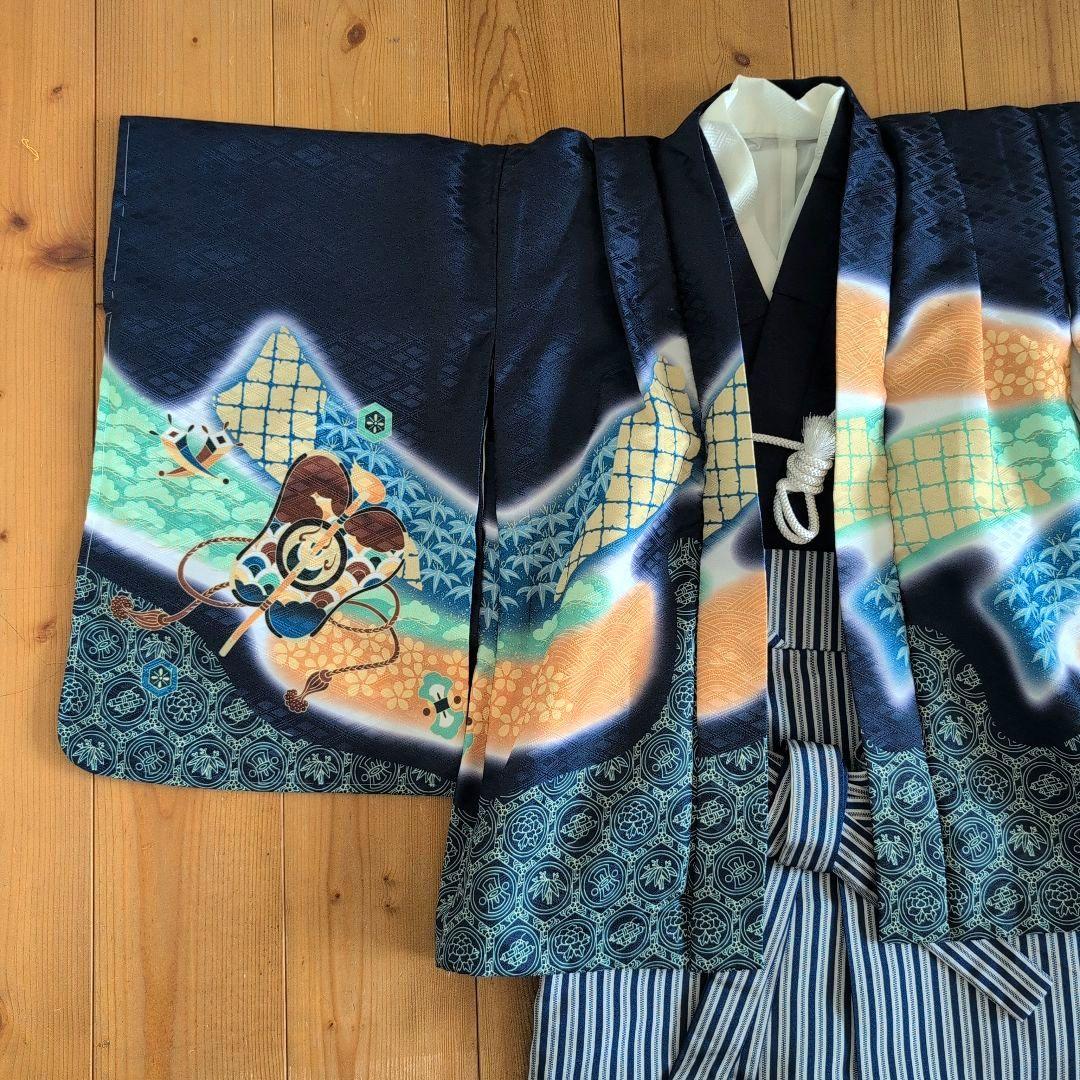 七五三　男の子　３歳　NAVY【羽織/着物/袴セット】