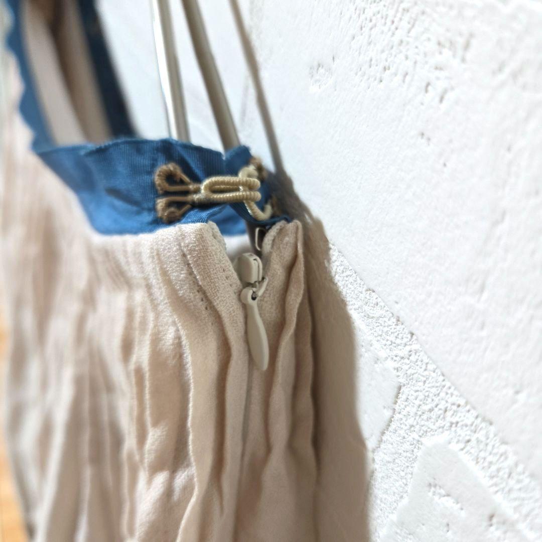 【mina perhonen　ミナ ペルホネン】　刺繍　リネン　スカート　タック