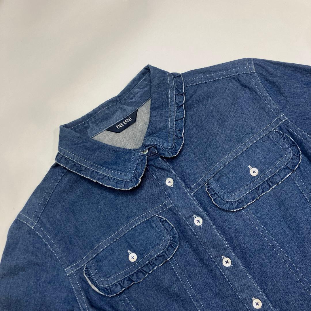 ピンクハウス ピコフリル使い ソフトデニムワンピース