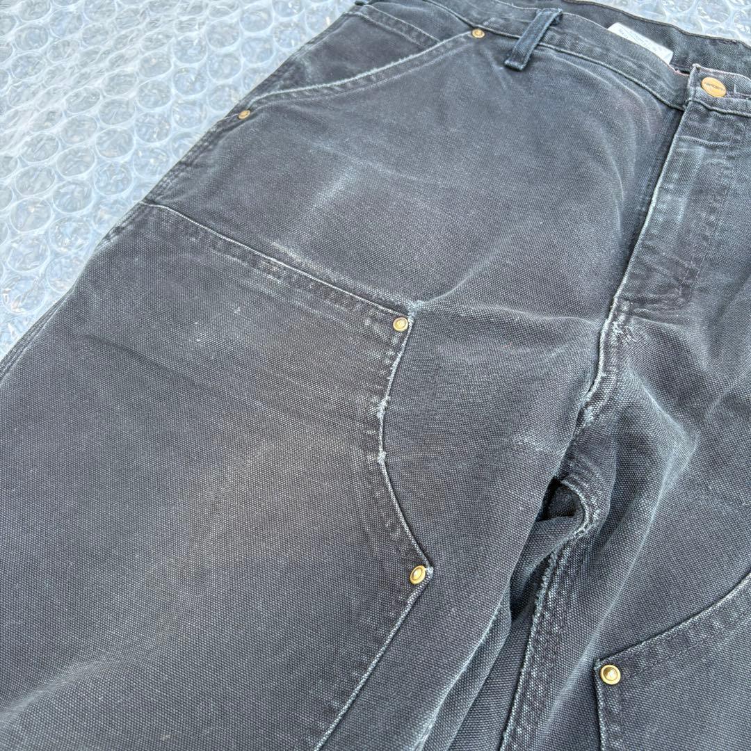 雰囲気抜群 90s メキシコ製 Carhartt ダブルニー ワークパンツ ブラ