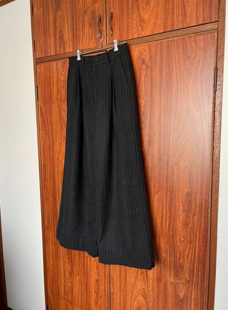 【美品】SINSS 25AWフランネル２タックワイドストライプスラックス　L